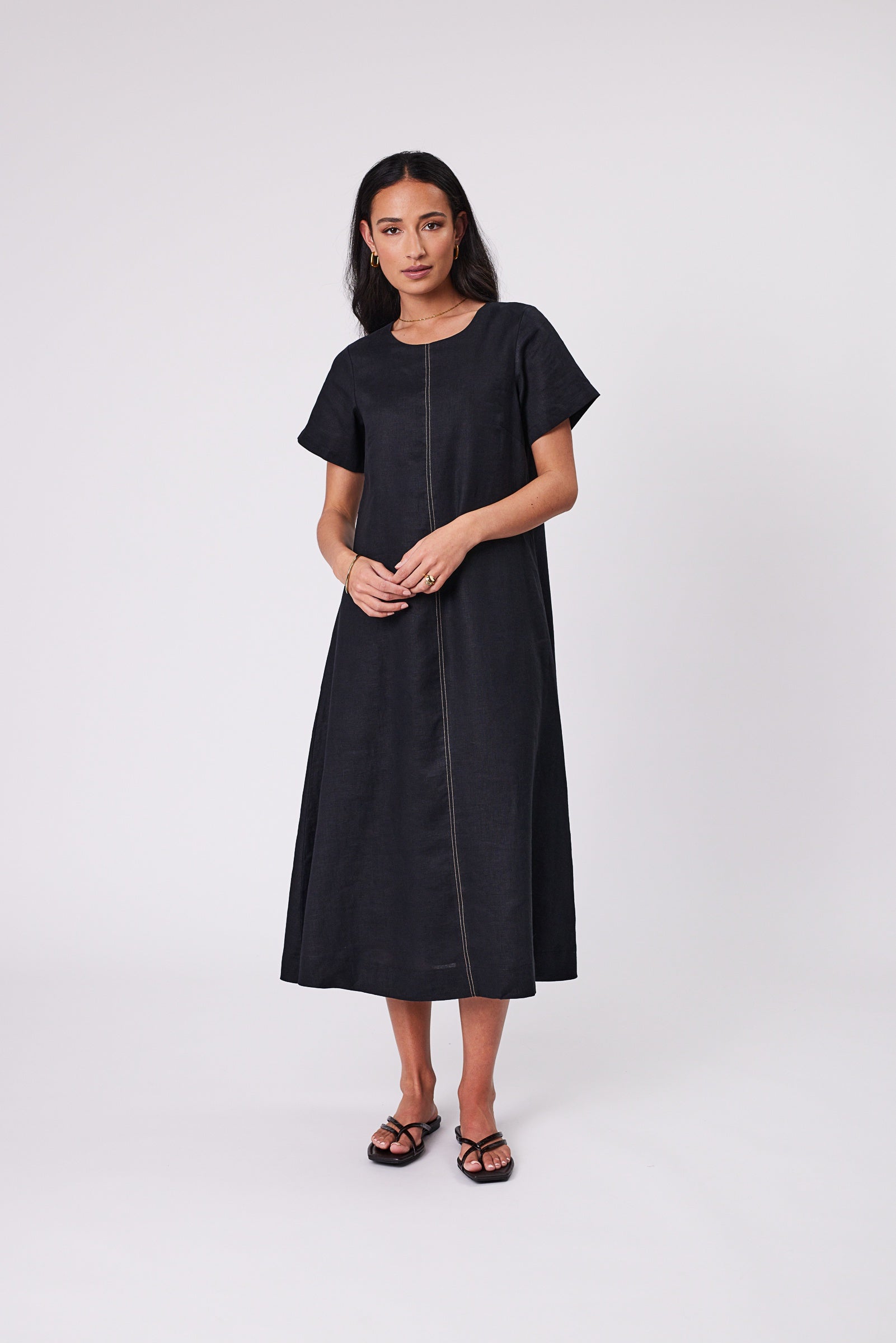 Sicily Linen Dress - Black