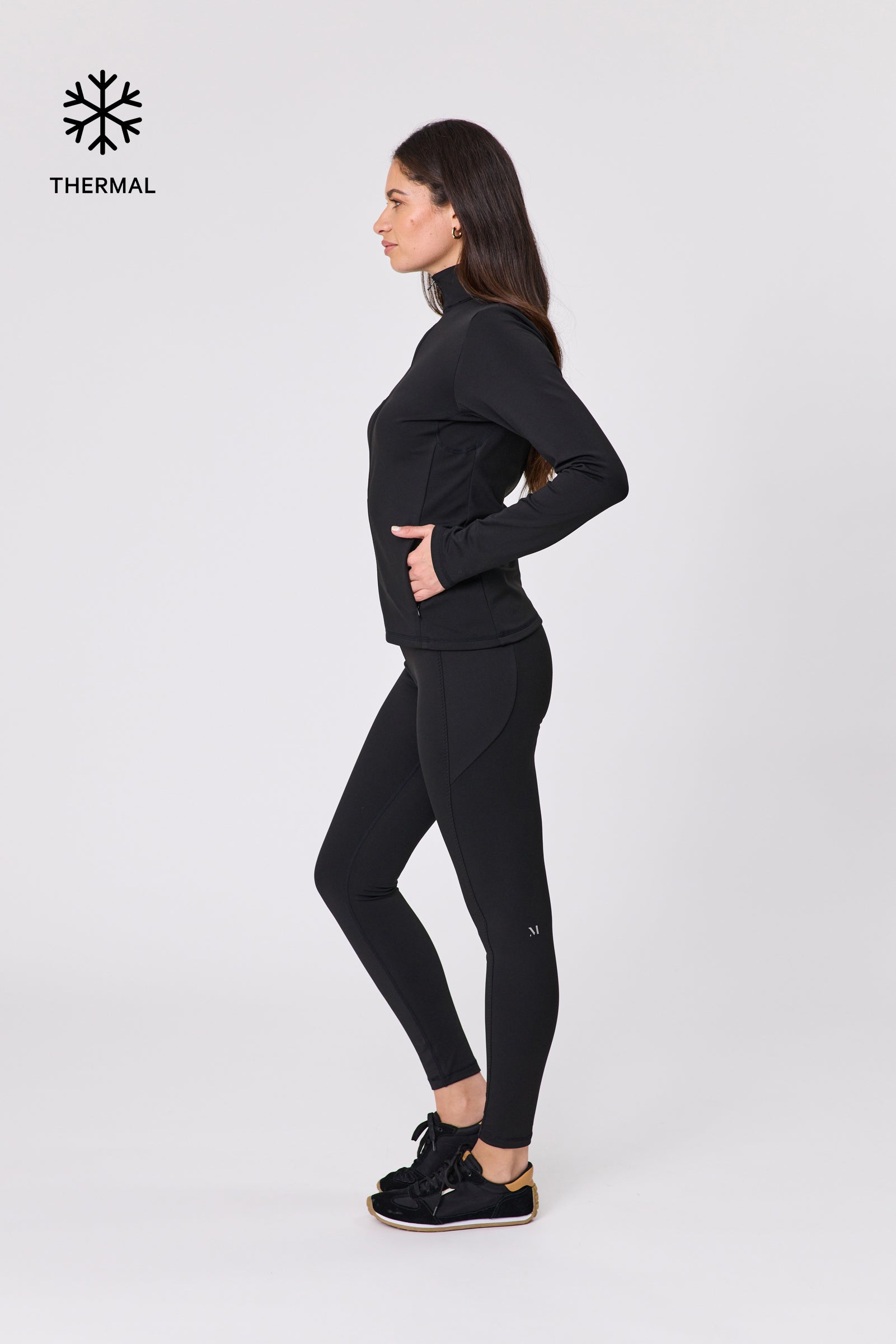 Thermal Active Full Zip Top - Black
