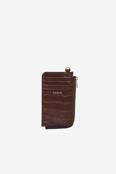 Winona Card Wallet - Espresso Croc