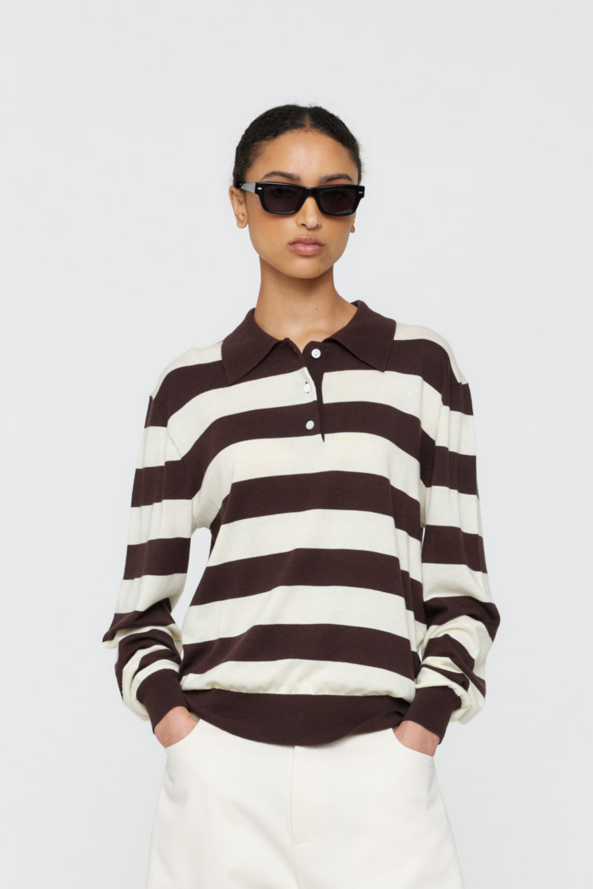 Noe Polo - Brown & Cream Stripe
