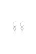 Cutout Heart Hoop Earrings - Silver
