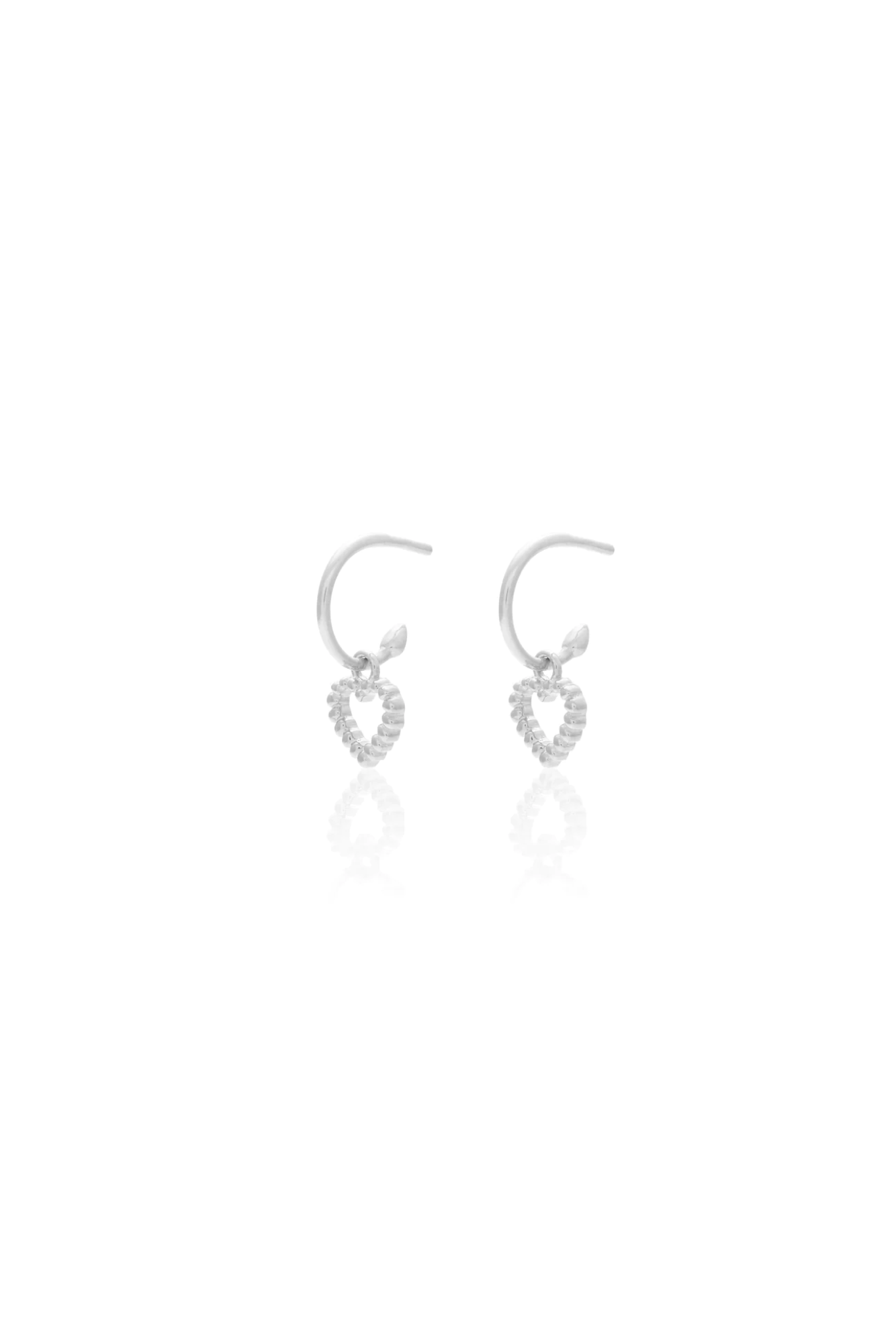 Cutout Heart Hoop Earrings - Silver