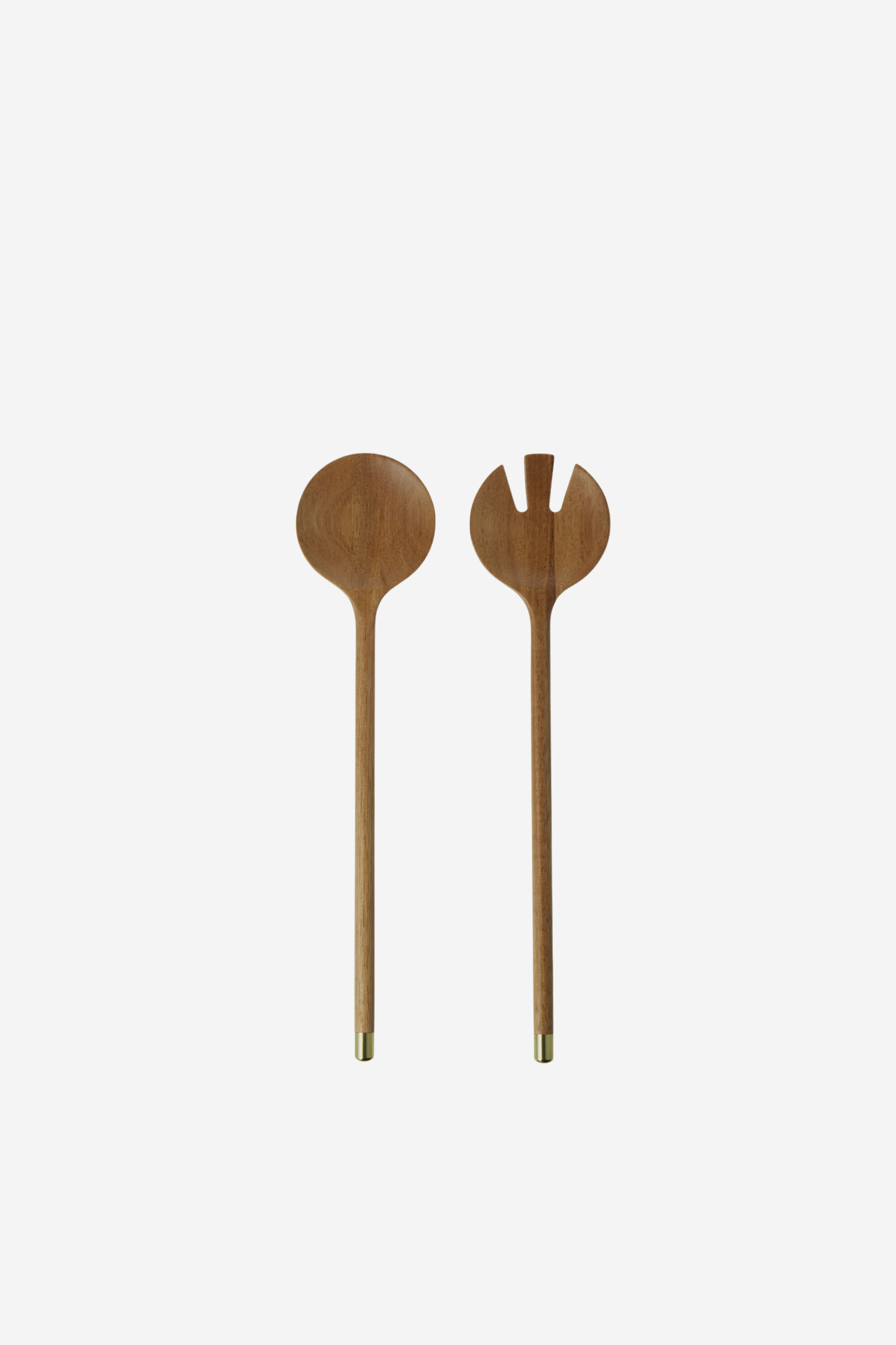 Acacia & Brass Salad Servers -Set Of Two