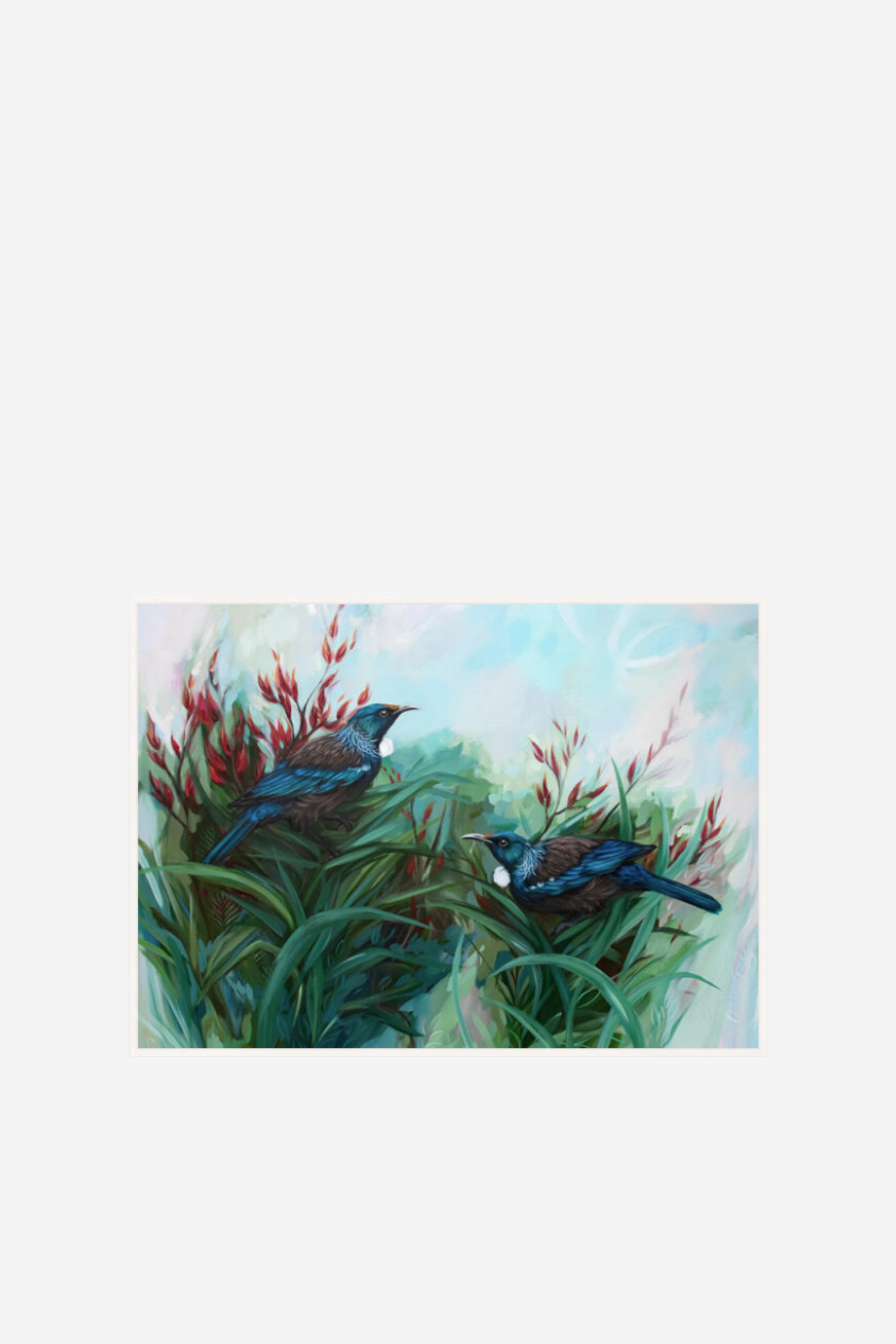 Nestled In Nature Tui And Flax Art Print Box Frame - Small