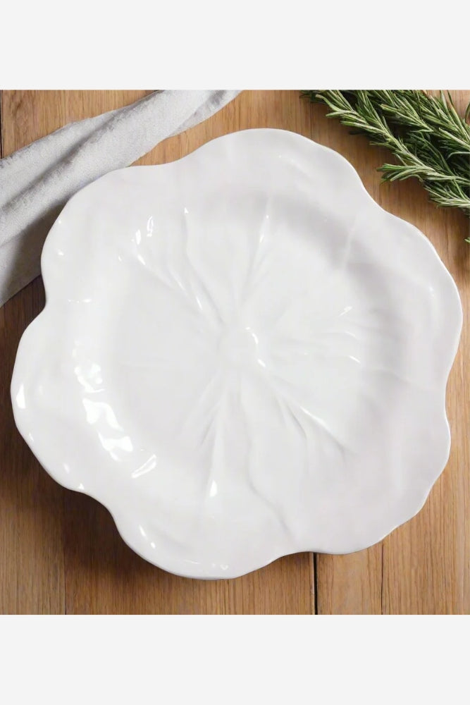 Melamine Cabbage Round Platter - 40cm White