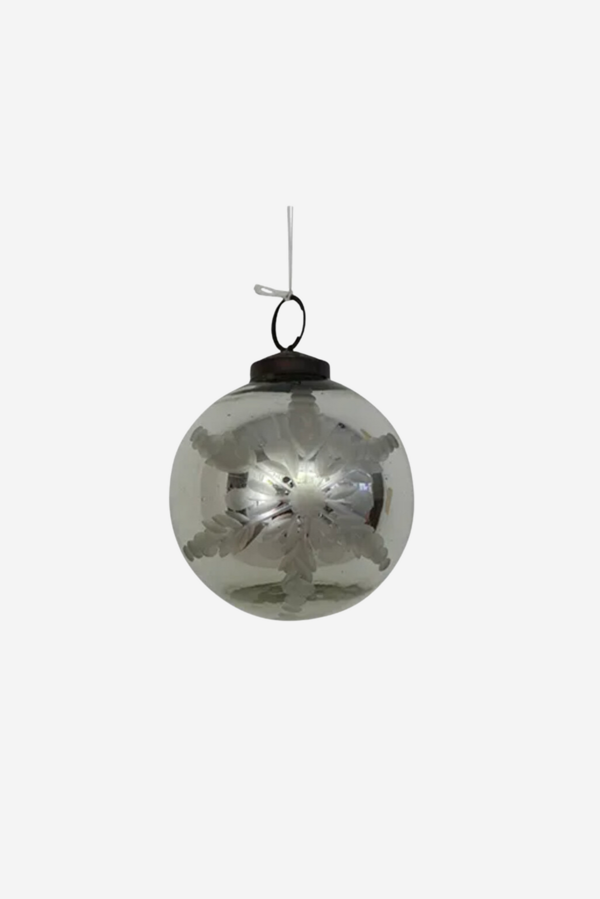 Snowflake Etched Hanging Ball - Silver