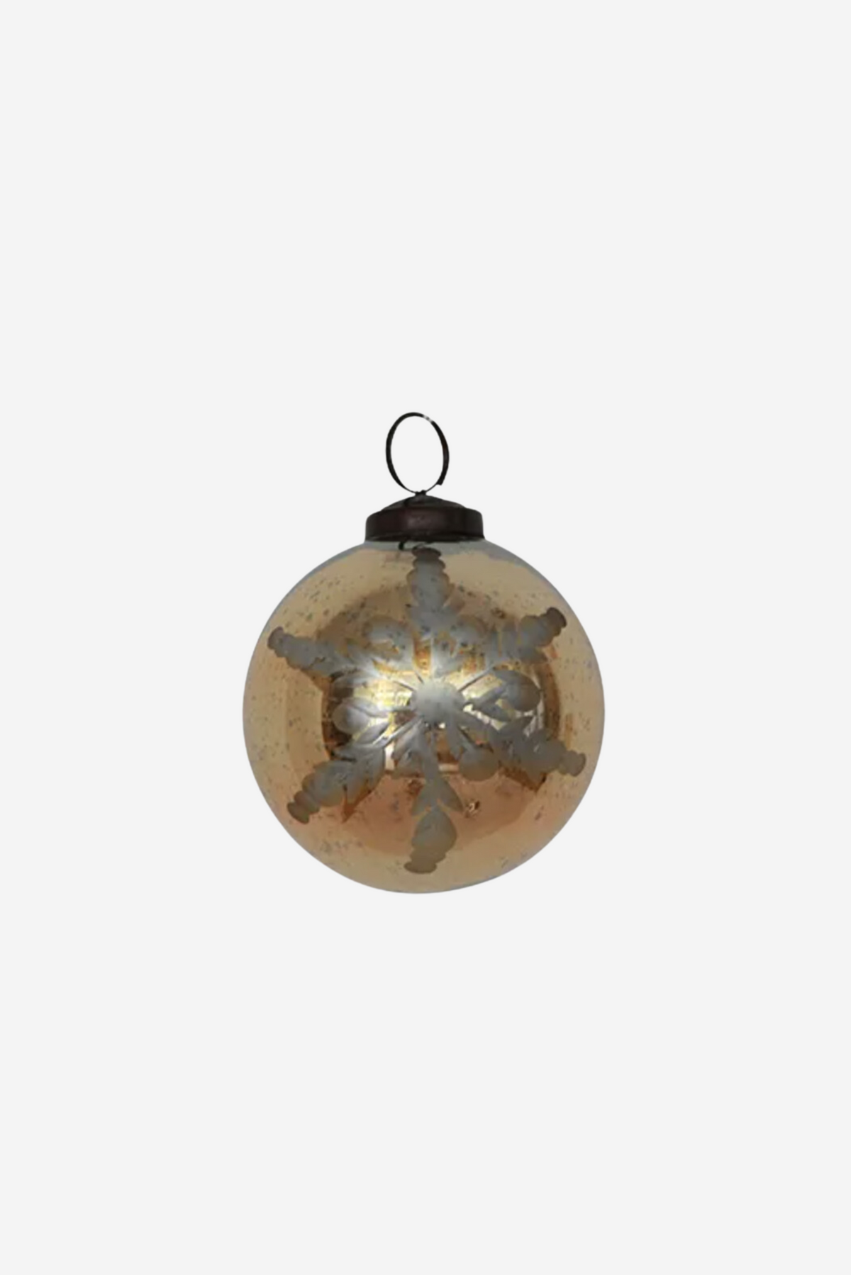 Snowflake Etched Hanging Ball - Champagne