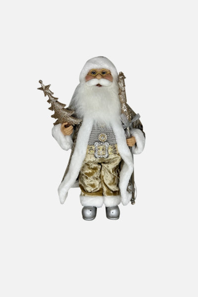 Standing Santa - Gold/White - 40cm