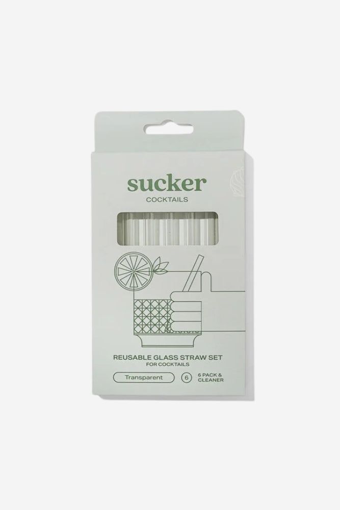 Reusable Glass Cocktail Straws - Clear
