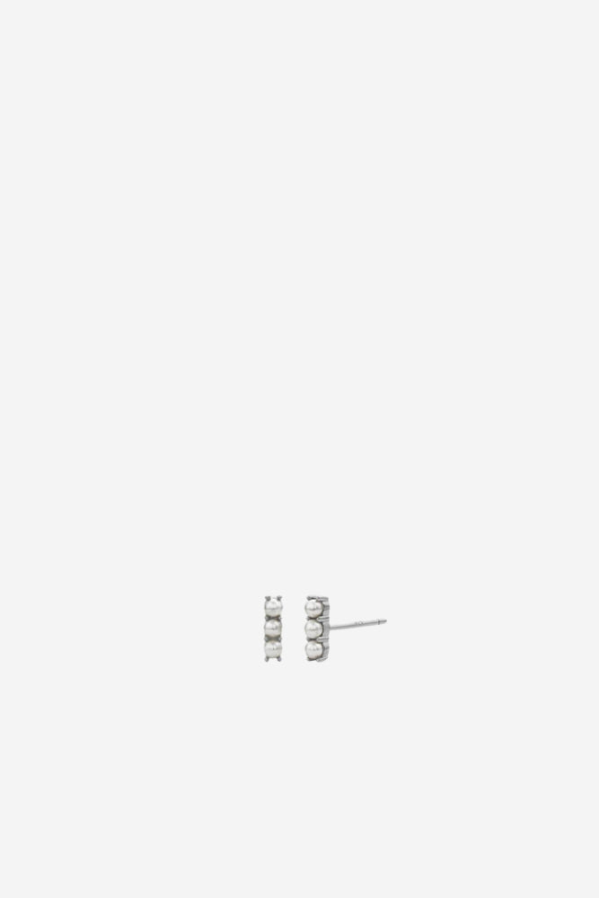 Pearl Bar Studs - Silver