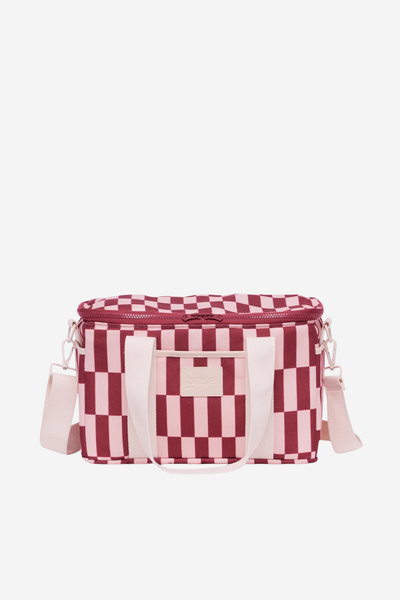 Midi Base Cooler - Burgundy/Peony Check