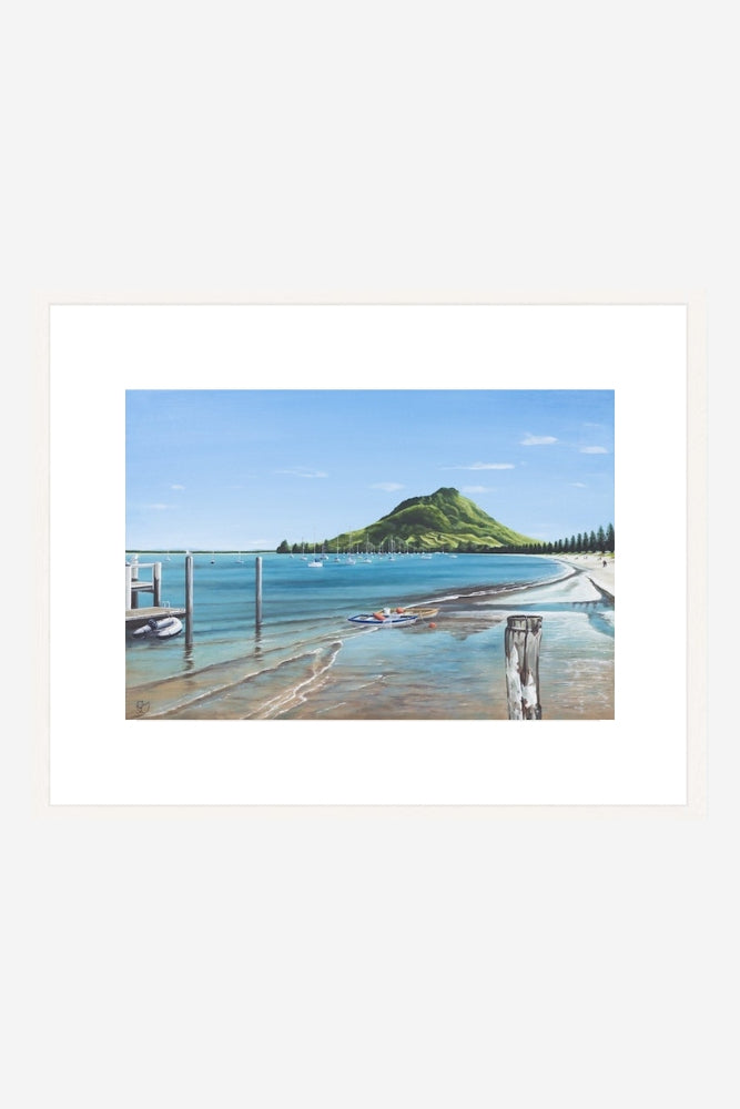 Mt Maunganui From Pilot Bay Mini Matted Print
