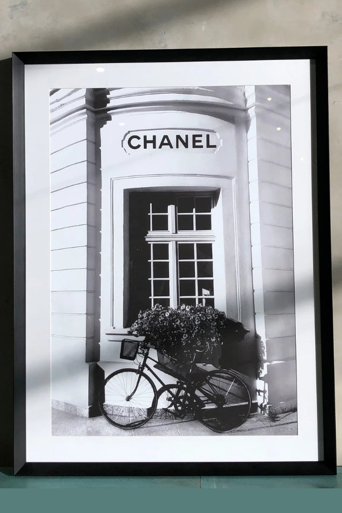 Chanel Glass Framed Print - Black Frame