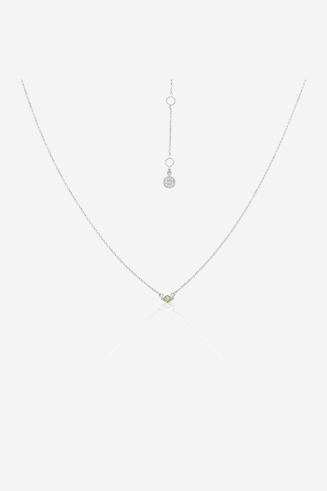 Keepsake Necklace with Green Peridot - Silver