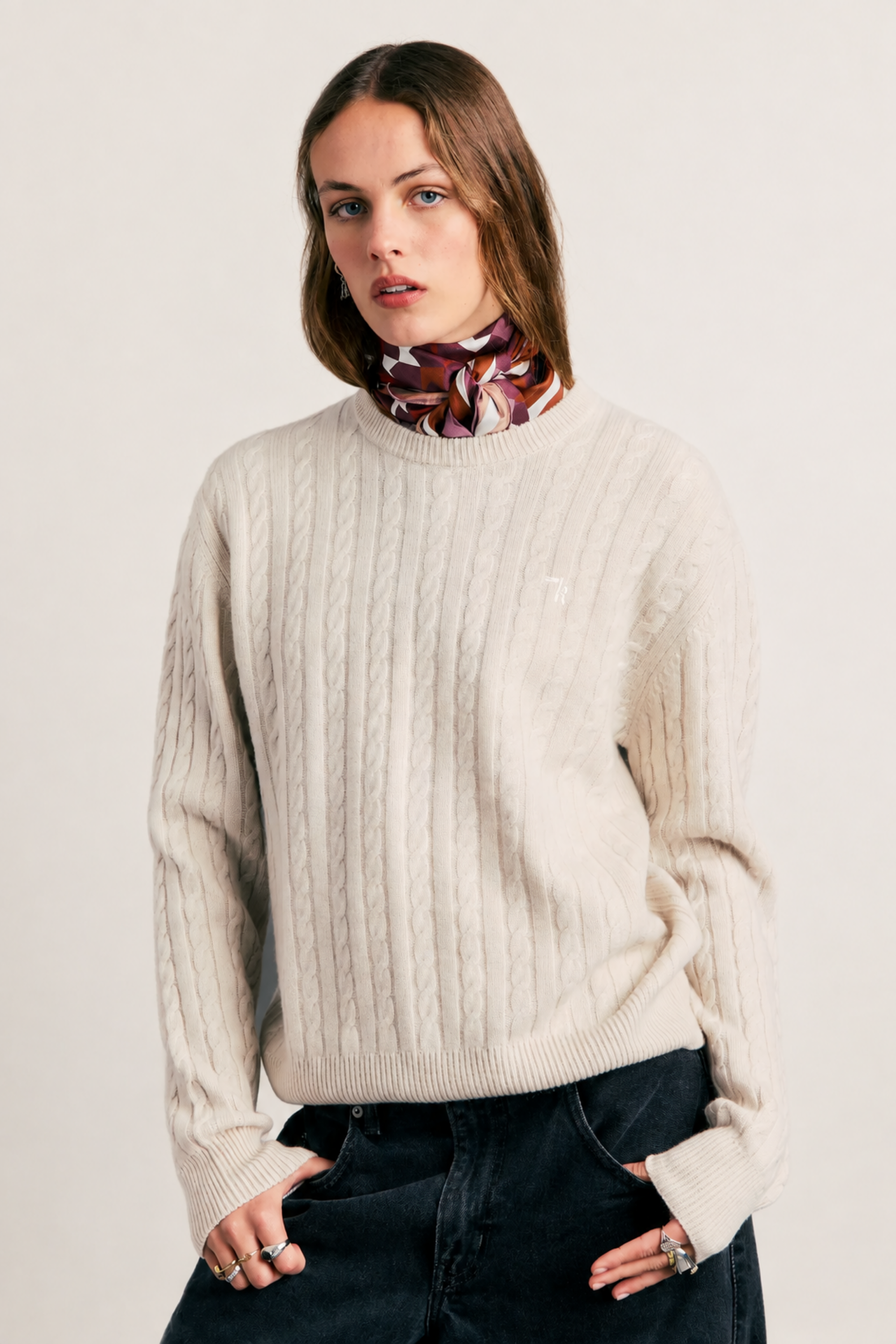 Classic Cable Knit Sweater - Stone
