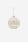 Glass Hanging Ball w/Silver Glitter - Set of 4