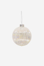 Glass Hanging Ball w/Silver Glitter - Set of 4