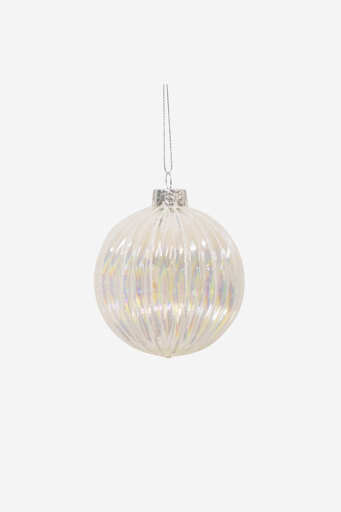 Glass Hanging Ball w/Silver Glitter - Set of 4