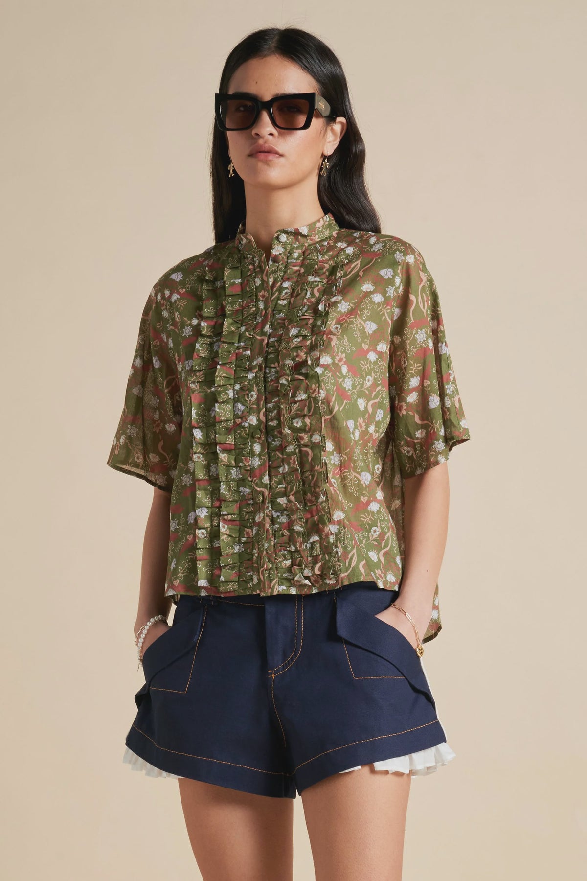 Colette Shirt - Olive Multi