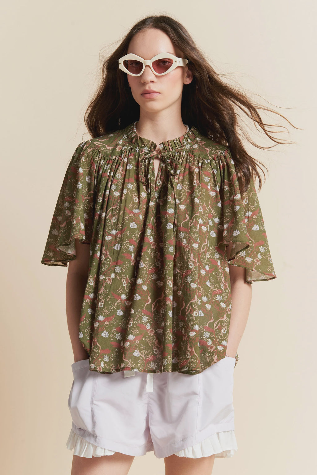 Agnes Blouse - Olive Multi
