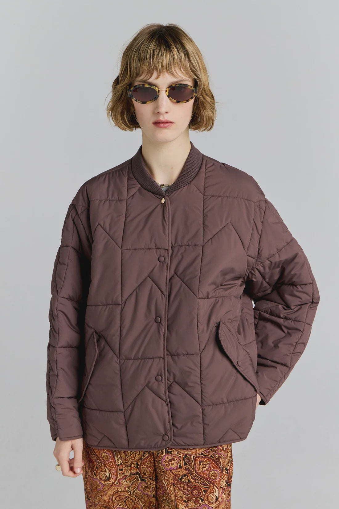 Quilted Monogram Jacket - Chocolate