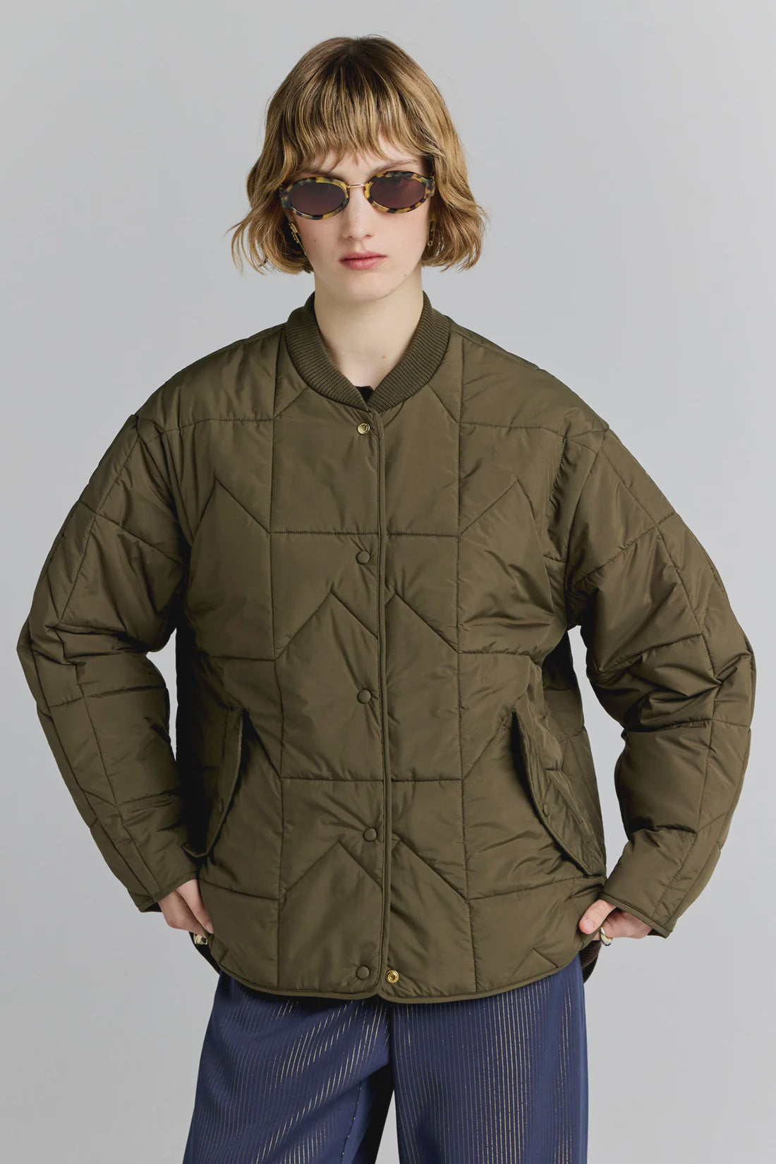 Quilted Monogram Jacket - Dark Olive