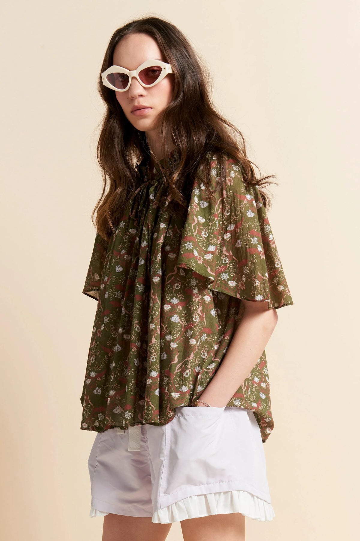 Agnes Blouse - Olive Multi