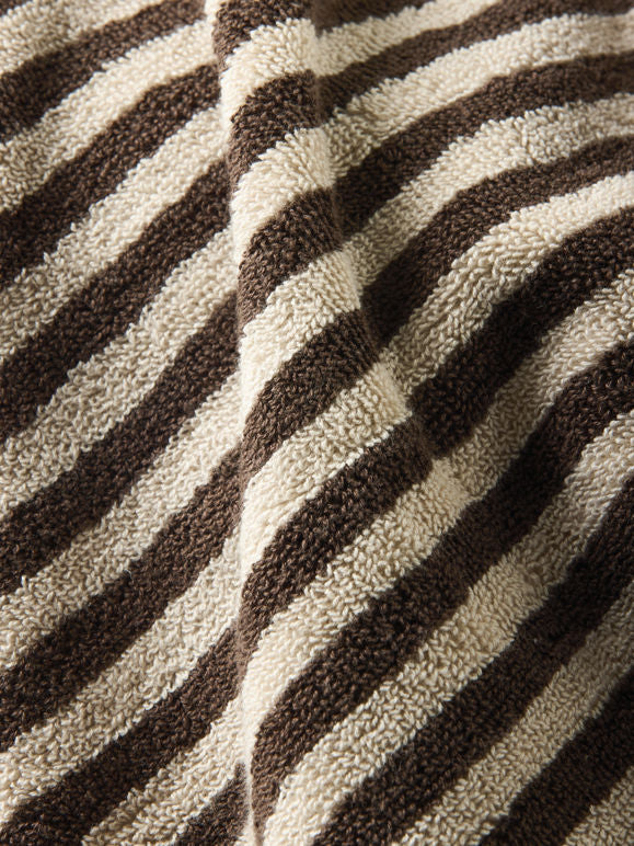 Wide Stripe Cotton Towel Range - Cocoa/Bone