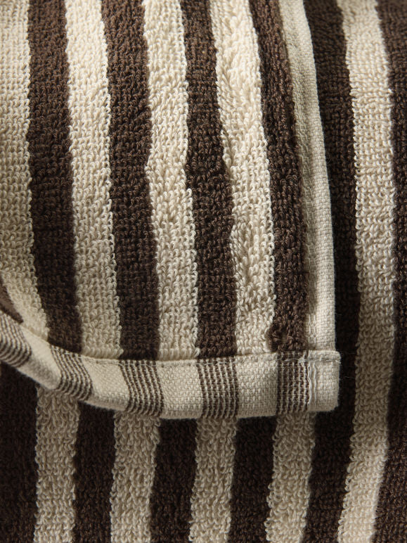 Wide Stripe Cotton Towel Range - Cocoa/Bone