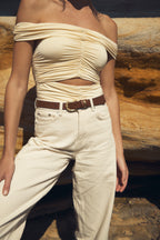 Over And Over Belt - Tan/ Gold