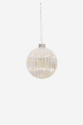 Glass Hanging Ball w/Silver Glitter