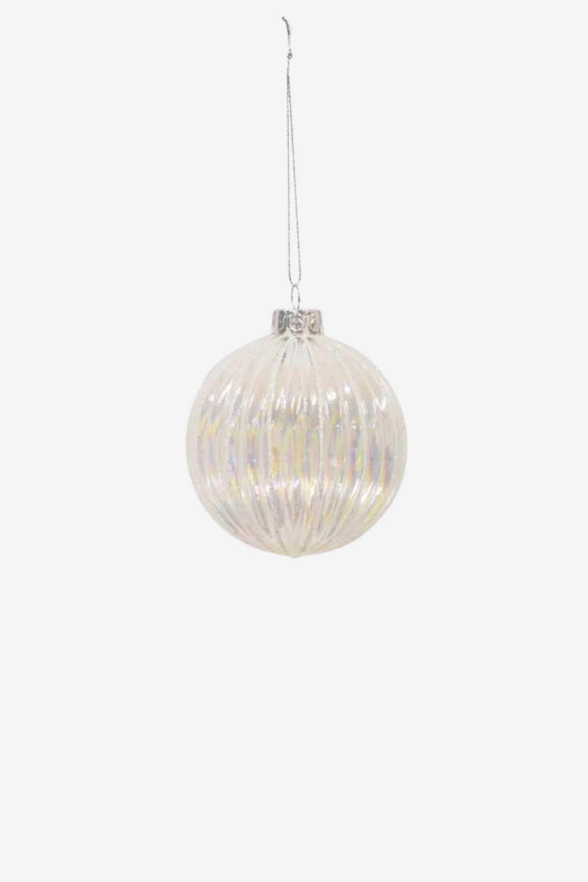 Glass Hanging Ball w/Silver Glitter