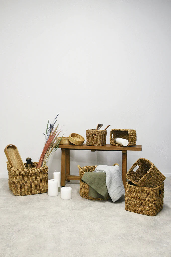 Briar Square Basket With Handles - Small