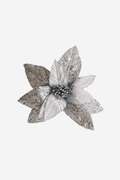 Poinsettia - Silver Mesh & White Pearls