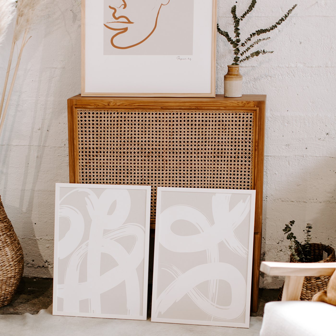 Paint Brush Natural - White Framed Print