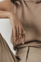 Guiding Star Signet Ring with White Topaz - Gold