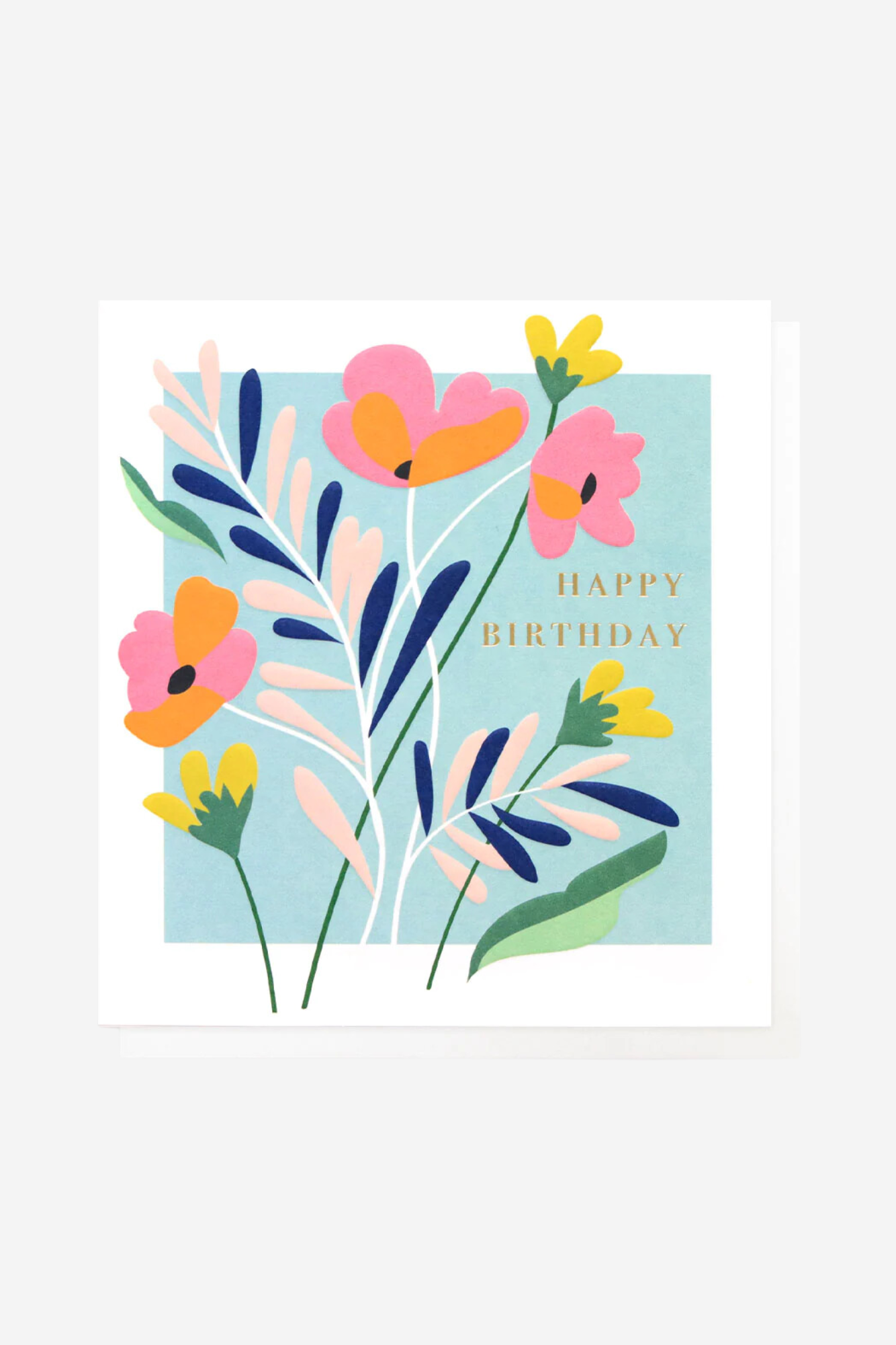 Happy Birthday Blue Floral - Gift Card