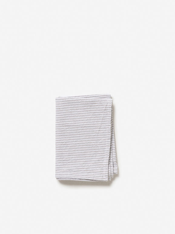 Stripe Washed Cotton Tea Towel - Grey