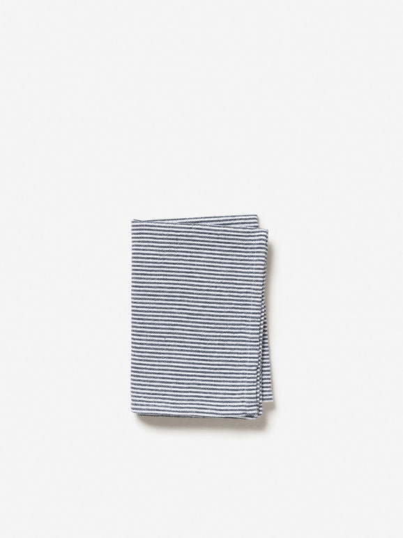 Stripe Washed Cotton Tea Towel - Navy