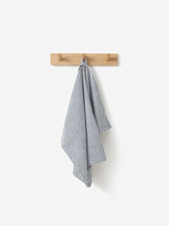 Stripe Washed Cotton Tea Towel - Navy