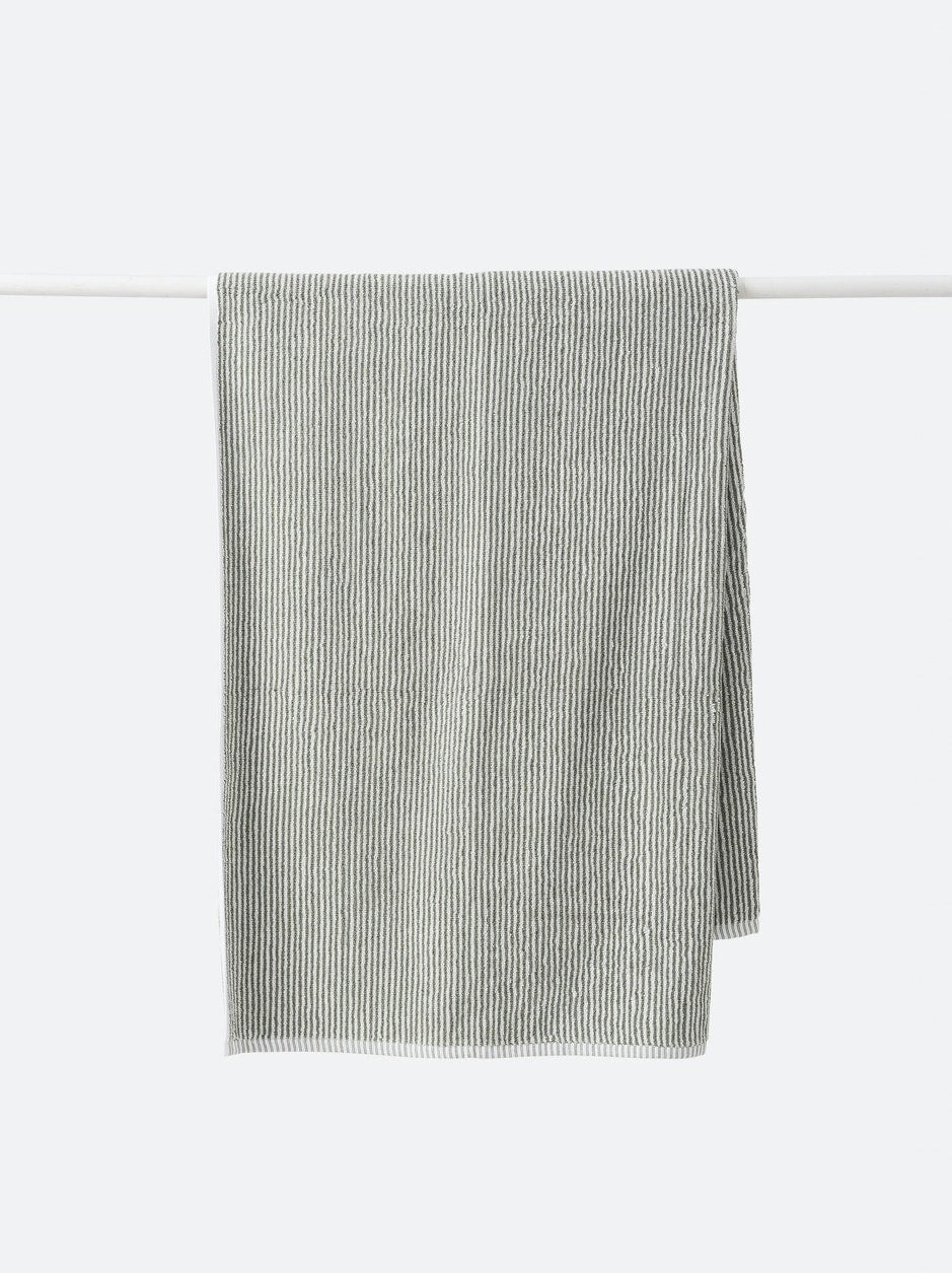 Stripe Cotton Towel Range - Olive/White